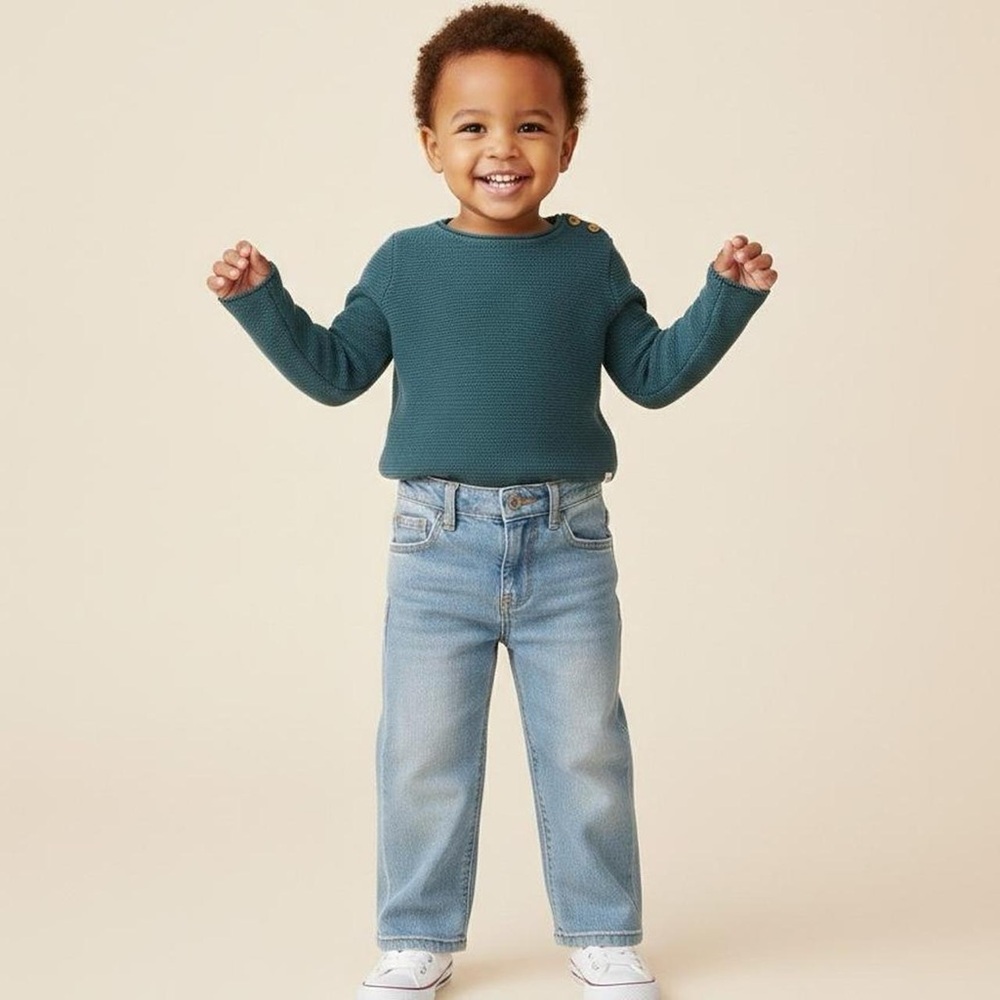 NWT Little Planet by Carter’s Organic Knit Sweater 3T Teal | Cotton Wood Button